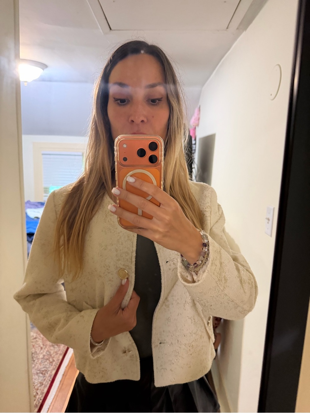 Elegant Cream Cropped Jacket - Women's Coat